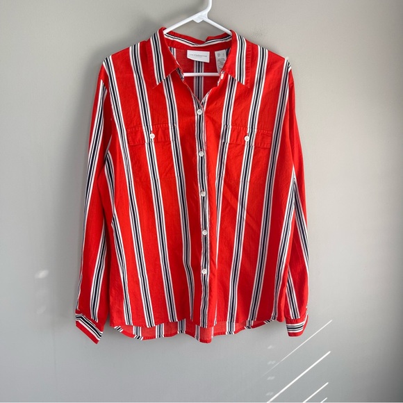 Liz Claiborne Tops - Liz Claiborne Lizsport Red/White/Blue Button Down L
